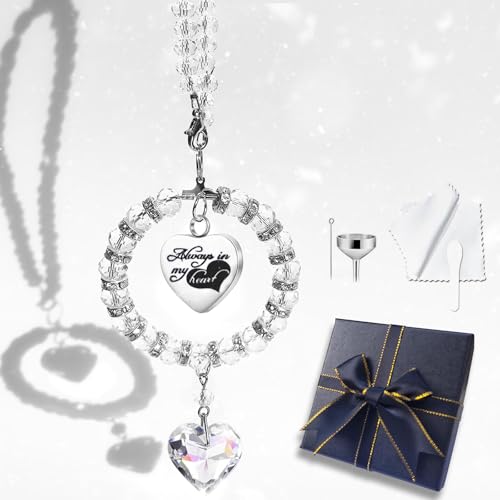 Crystal Suncatcher Mini Urn for Car Rear View Mirror Hanging Ashes Holder