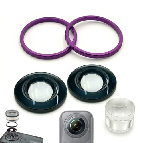 Koulele Replacement Camera Lens for Insta360 X5, Panoramic Camera, Black Glass Repair Part Accessories, 360 Degree Wide-Angle Lens with Anti-Reflective Multi-Layer Coating (Purple(2-Pack)) Purple(2-pack)
