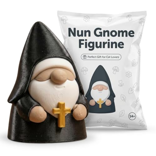 Nun Gnome Collectible Figurine - Spiritual Monk Statue for Unique Desk Decor and Gift Display - 3D Printed in Canada