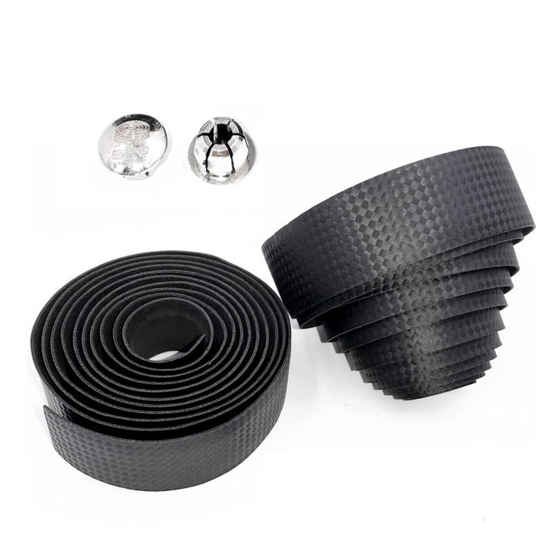 2 PCS Bike Handlebar Tapes, Carbon Fiber Bicycle Bar Wrap, Anti-Slip Shock-Absorbing Handle Grip Tape, Universal for Road Bike/Mountain Bike (Black)