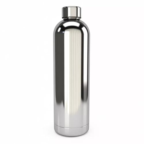Stainless Steel Water Bottle 25oz - Vacuum Insulated Stays Cold All Day, Leak Proof Double Wall, Chrome Classic Design