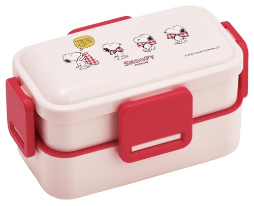 Skater PFLW4-A 2-Tier Lunch Box, 20.3 fl oz (600 ml), Dishwasher Safe, Microwave Safe, Made in Japan, Snoopy Ribbon