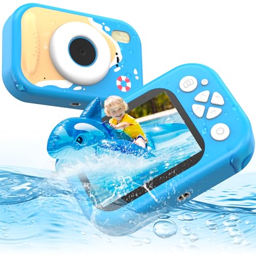 Kids Waterproof Camera, IP67 Underwater Digital Camera, 1080P 48MP, 32GB Blue