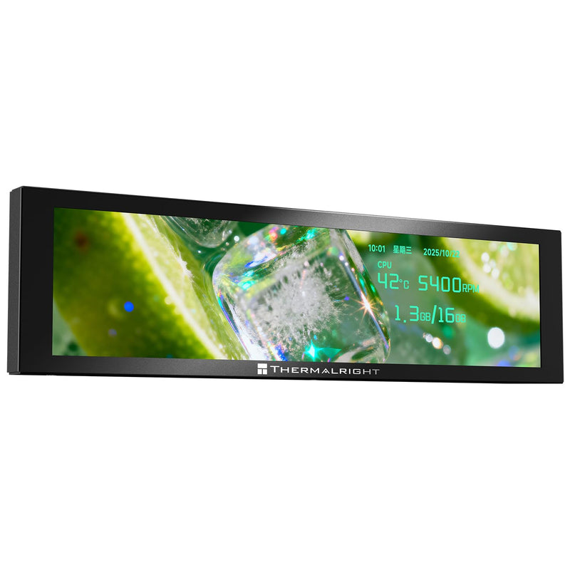 TR Thermalright Trofeo Vision 9.16 LCD Black IPS 9.16 Inch Display Screen 1920×480 Resolution - Can be Attached to Case or CPU Cooler, DIY Dynamic Images/Videos, Black