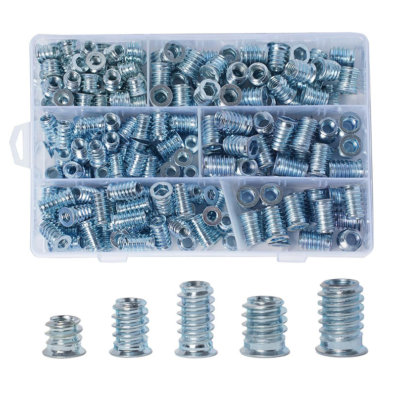 220pcs Threaded Inserts for Wood, 1/4-20 x 10mm 15mm 20mm, 5/16-18 x 15mm 20mm, Wood Screw Insert Nut 1/4-20 x 10/15/20mm & 5/16-18 x 15/20mm*220pcs
