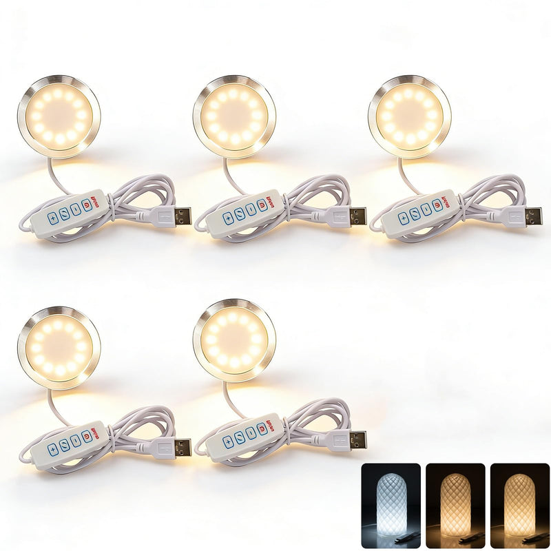 [Australia - AusPower] - 5PCS LED Lamp Kit 001 Three Colors for Bambu Lab H2D/X1/P1P/A1 mini Makerworld for anycubic Makeronline 3D Printer Light DIY Hardware Model Spare Parts 5V USB Powered, 3000K Warm Light 5 