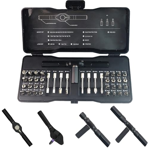 42 in 1 magnetic screwdriver set,Multi Bit Ratcheting screwdriver bit set with detachable handle,portable precision screwdriver set for DIY, PC, Electronics, Car & Bicycle Repair