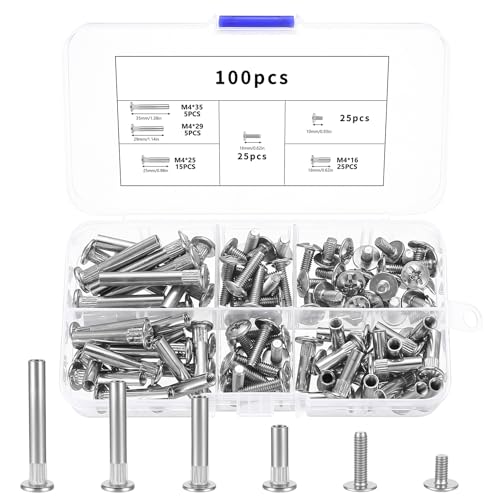 Bnnrjia 100-piece M4 cabinet screw set with furniture connector bolts, binding barrels, sleeves, and screws