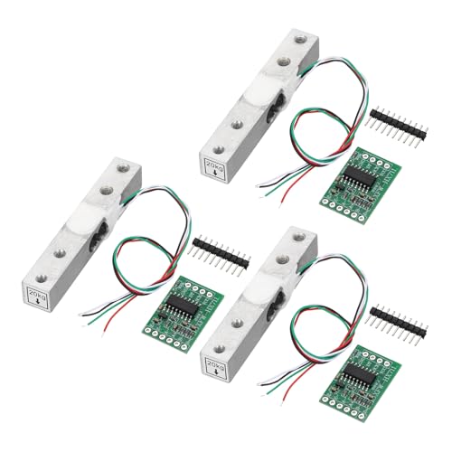 QUARKZMAN Set of 3 Digital Load Cells 20 kg + HX711 Module Weighing Sensor 24 Bit Precision A/D Dual Channel 16 x 24 mm for DIY Portable Electronic Kitchen Scales Kit | Precision, A/D Dual-Channel, 16x24mm, For DIY Portable Electronic Kitchen Scales Kit