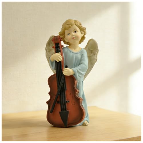Cello Angel Figurine, 7.09 Inch Resin Musical Spiritual Decor 7.09'' Angel Playing Cello