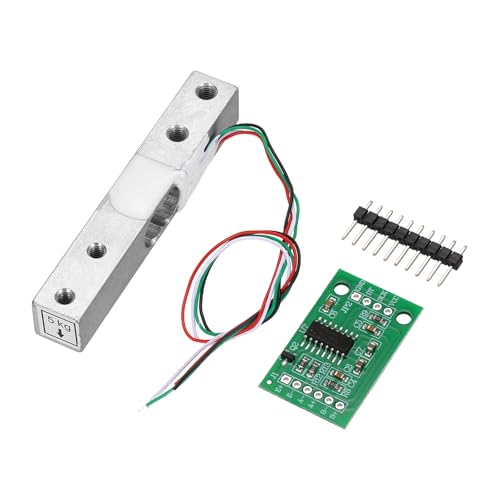 QUARKZMAN Digital Load Cell Weight Sensor 5 kg + HX711 Module Weighing Sensor 24 Bit Precision A/D Dual Channel 20 x 33 mm for DIY Portable Electronic Kitchen Scale Kit 1