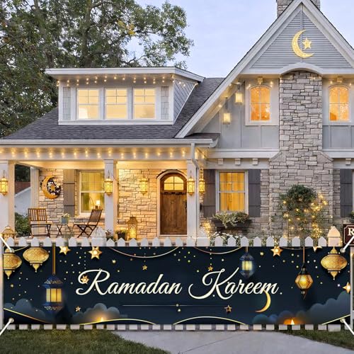 BlissYard Ramadan Kareem Fence Banner Islamic Moon Decor 78 x 17 Inch