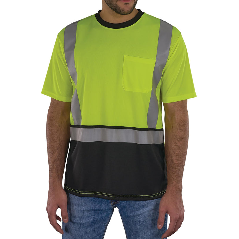 Ergodyne Unisex Adult Glowear 8286bk Essential Hi-vis T-Shirt - Type R, Class 2, Black Bottom Large Lime