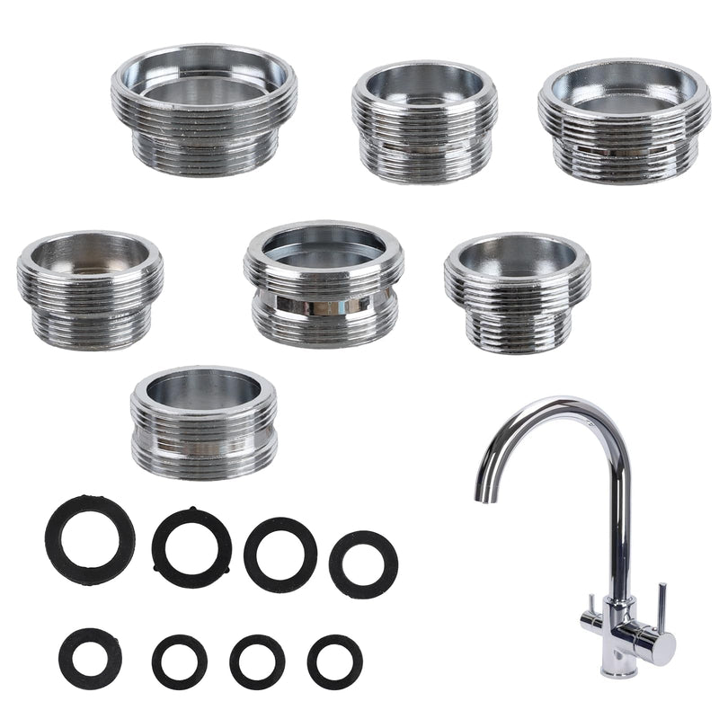 Pack of 7 Tap Adapters with Seals Double Thread Tap Reducer M16 18 20 22 24 26 28 to M22 for Kitchen Taps Water Saving Water Filter Hoses