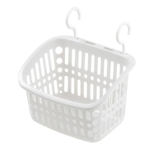 Aramox and Organized Hanging Shower Caddy, Plastic Draining Holes Multifunctional Storage Basket with Simple Design for Bathroom Kitchen (White) White