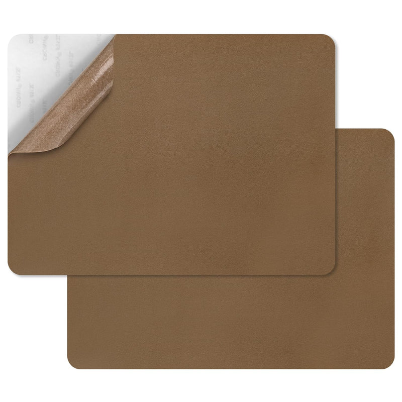 SYLVASS Self Adhesive Leather Repair Patches for Couch, Sofas, Furniture, Car Seats, Office Chairs, Pack of 2 Light Brown Lgiht Brwon