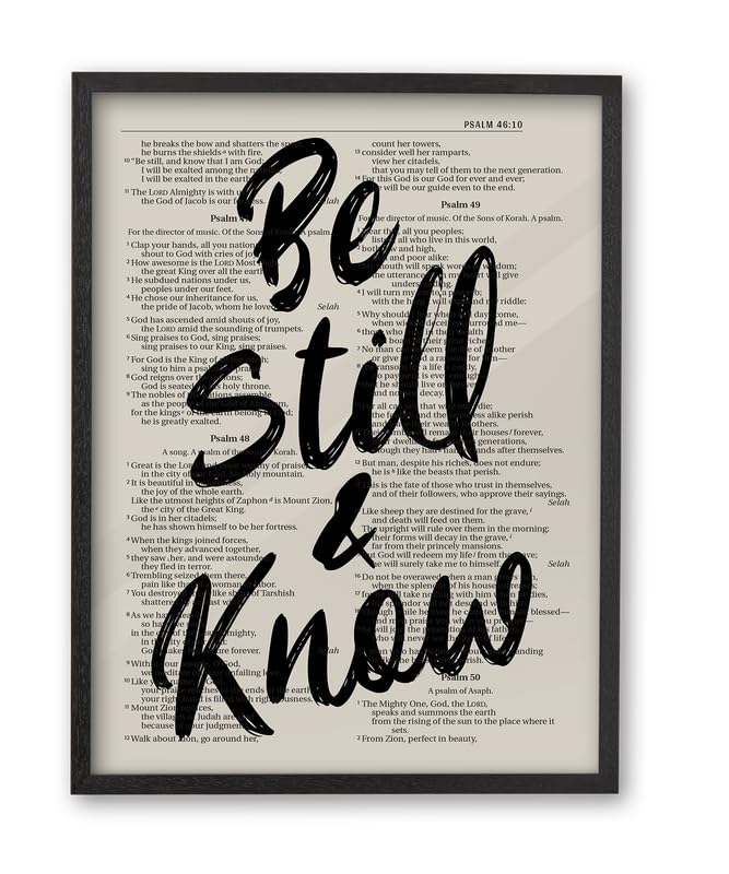 iHery 12x16in Psalm 46:10 Be Still and Know Framed Christian Wall Art Black Framed Be Still 16"L x 12"W