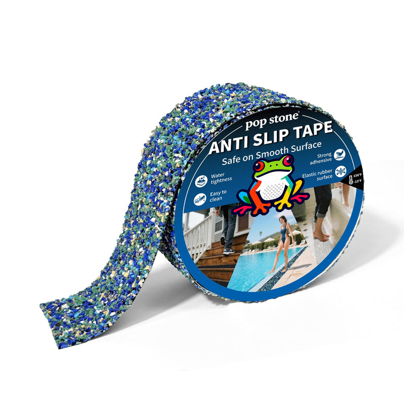 Waterproof Anti-Slip Traction Tape | 2" x16.5 FT | Heavy-Duty EPDM Rubber Granule Surface, Strong Grip & Resilient Foot Contact | Indoor & Outdoor for Pool, Bath, Ramps, Stairs and Steps 2" X 16.5ft Cove Breeze