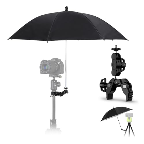 25.6" Camera Tripod Umbrella with Super Clamp for Mirrorless Camera Xbotgo 25.59"(BLACK with Super Clamp)