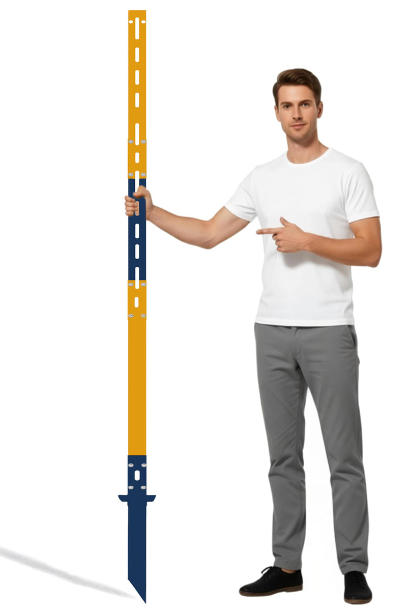 Sign Post for Outside 6 Ft, Yard Signs Stakes, Heavy Duty Metal Holder Ground Traffic Road Stand Lawn Adjustable Pole for Events, Parking, Garage, Rust-Resistant Durable DIY 1Pcs Blue Yellow Blue -Yellow -3