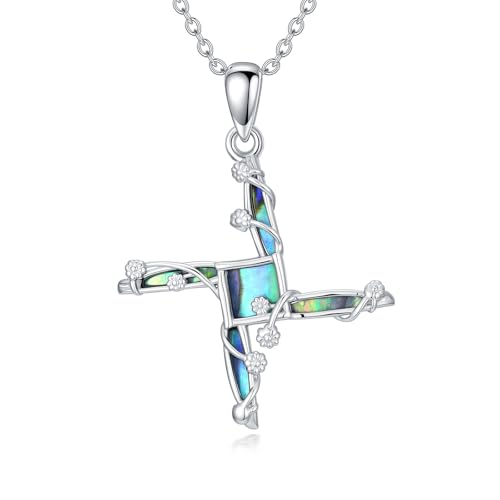 PROESS Caravaca Crucifix Orthodox Cross Necklace 925 Sterling Silver St Benedict Jesus St Brigid Cross Necklace Religion Pendant Jewelry Gifts for Men Women cross 7