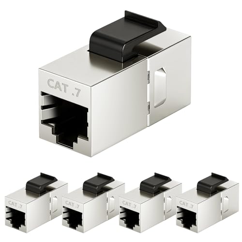 OFFCUP 5X CAT7 Keystone Module RJ45 10Gbps Toolless Snap-in | Network Module for CAT6 CAT6a CAT5e CAT5 Ethernet Connector Patch Panel Network Socket 5 Items
