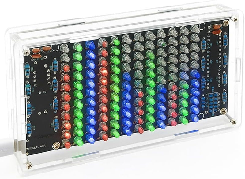 Audio Visualizer Electronic Kit DIY Kit, LED Light Musical Spectrum Electronic Kit, Soldering Kit with Components, Circuit Board, Housing, Audio Level Display for Electronic Enthusiasts, USB Powered
