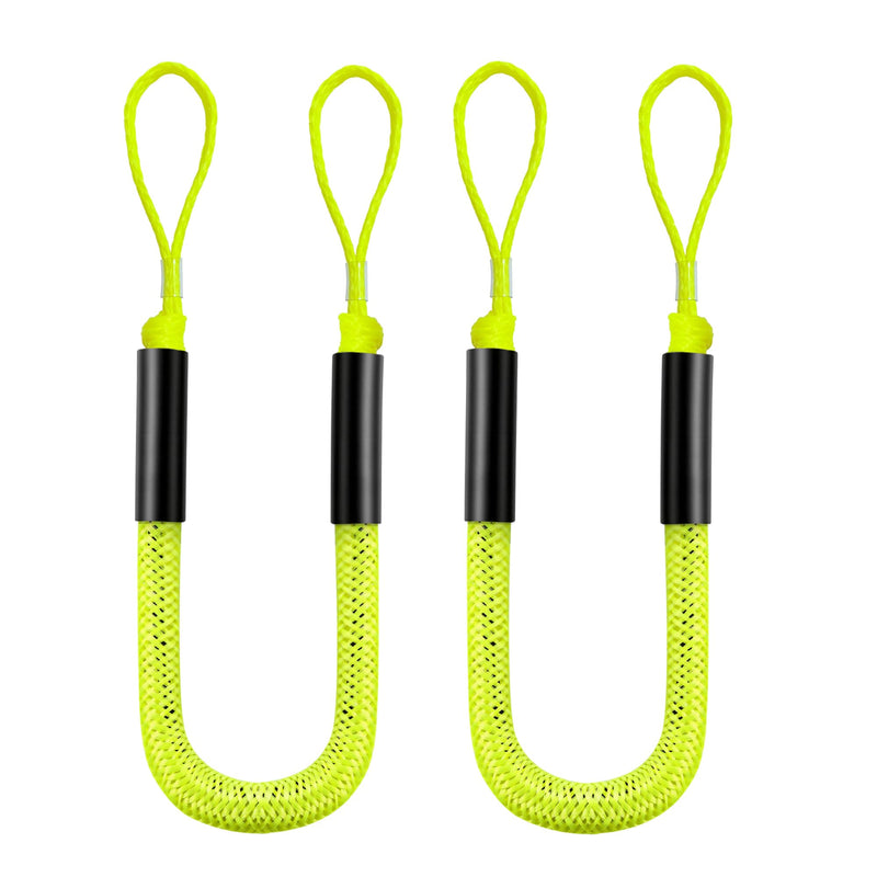 Bungee Dock Line for Boats 4FT, Stretchable Boat Dock Lines with Built-in Bungee Cord & Foam Floats, Quick Dock Rope for Jet Ski Pontoon Kayak PWC,Boat Docking Line 2 Pack (Yellow) Yellow 2P 1