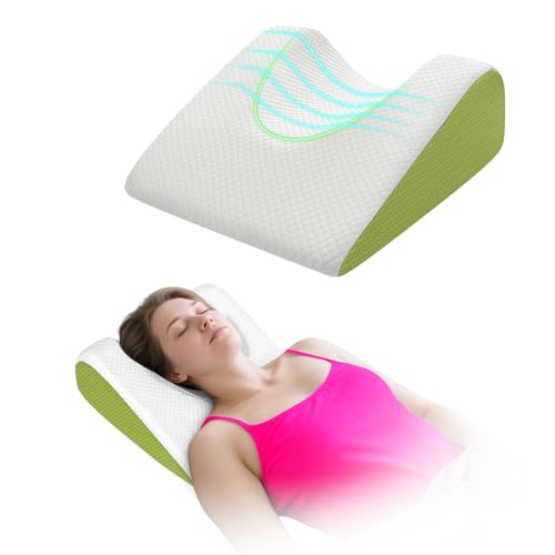 Back Sleeper Pillow for Sleeping, Facial Surgery Recovery Pillow After Face Lift Rhinoplasty, Memory Foam Cervical Support Wedge to Keep Head Straight, Positioning Wedge for Bedridden Elderly