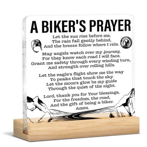 Motorcycle Biker Gifts for Men Women, Religious Gifts for Motorcycle Riders Lovers Dad Husband Boyfriend, a Biker's Prayer Acrylic Sign Home Office Decor