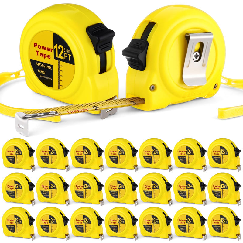 Xuhal 24 Pcs 12 ft Mini Tape Measure Retractable Bulk Small Measuring Tape Pocket Size Measurement Tool for Operation Christmas Items Party Favor Gift Stuffer for Men