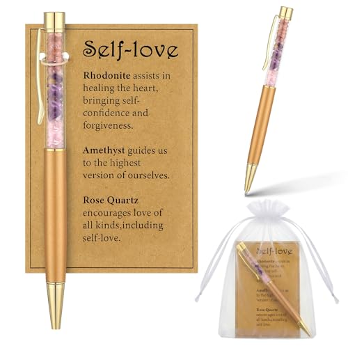 Self Love Gold Crystal Pen, Healing Gift with Card Organza Bag Self Love