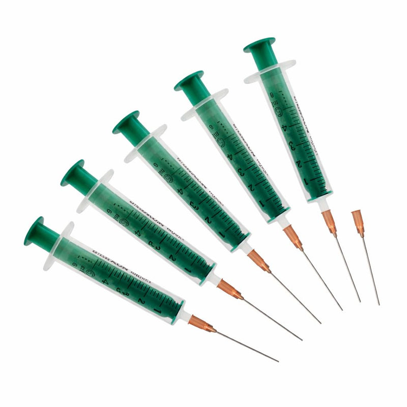 Disposable Syringe Set, 5 x 5 ml Syringes with 6 x Blunt Needles, Sterile Packed, for Ink, Crafts and DIY, with Reusable Storage Bag