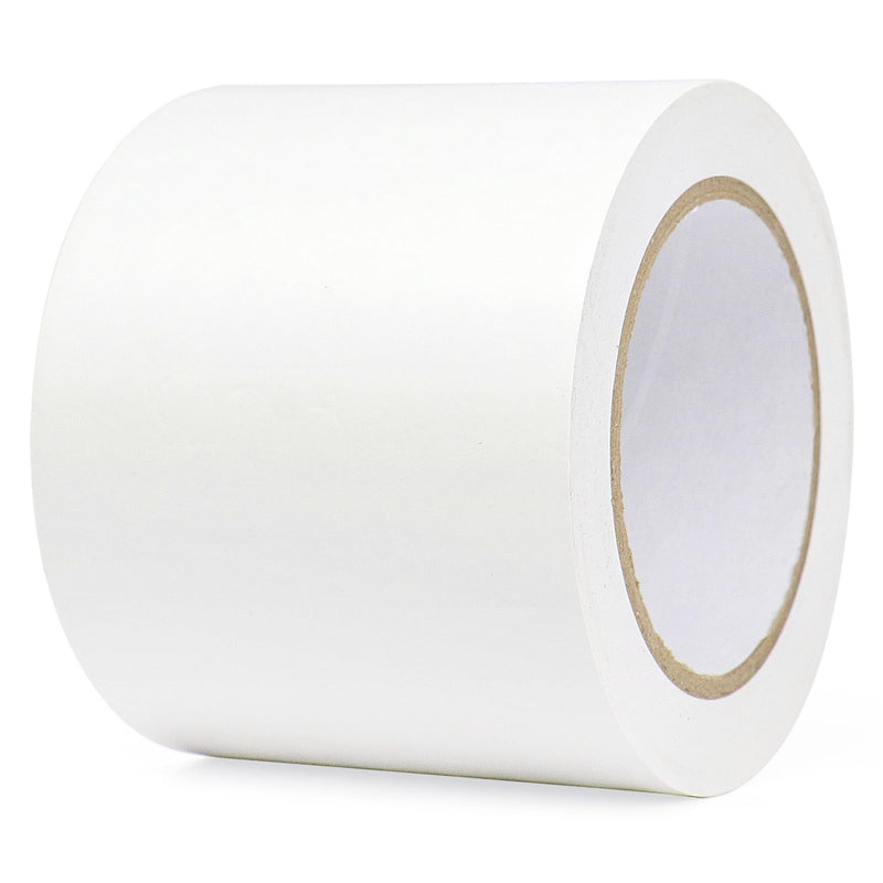 BOMEI PACK Floor Marking Tape 4 Inch x 108FT White Warning Safety Stripe Tape for Walls, Floors, Pipes, Warterproof Caution Tape Ideal for Marking Hazardous Areas, Equipment