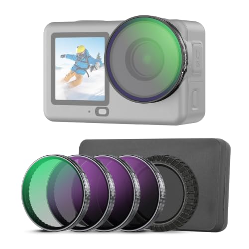 NEEWER CPL ND Filter Set Compatible with DJI Osmo Action 6 Only, Snap On 4 Pack ND8/16/32 Adjustable Circular Polarizing Lens Filters Multicoated Action Camera Photography Accessories with Lens Cap 4 Pack ND/CPL w/Lens Cap