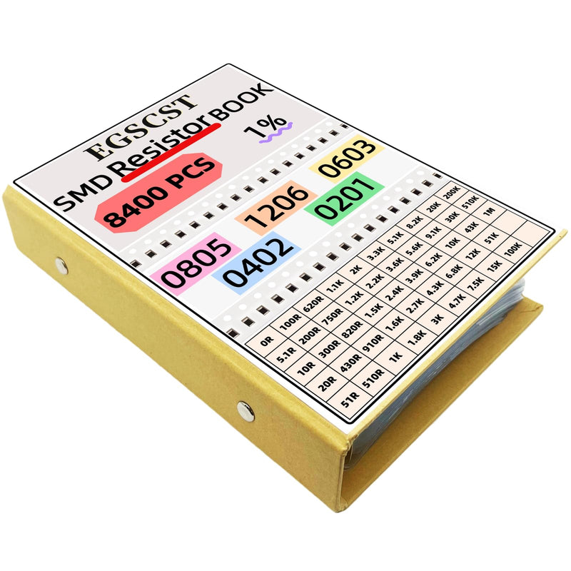 [Australia - AusPower] - 8400PCS 0805+1206+0603+0402+0201 SMD Resistor Kit from 0Ω to 1MΩ 1%, Electronics Component Assortment Sample Book for DIY Project, Electronics Prototyping and Repair 