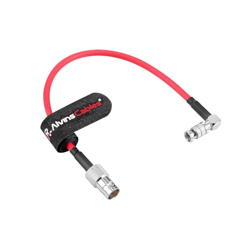 Alvin's Cables 12G Micro BNC to BNC Female Adapter Cable, High Density 4K UHD Video Coaxial Cable, 75 Ohm Ultra-Soft for Blackmagic Video Assist 5" Monitor, Right Angle Micro BNC Red 7.9inches