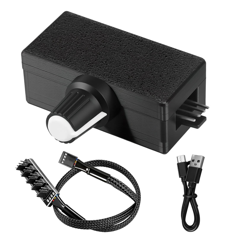 PWM Speed Controller, PWM Fan Controller with 4 Pin 5-Way Fan Hub | PWM controller 0.5A 12V with USB C power cable for DIY water cooling, cooler