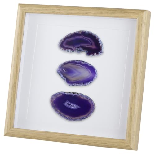 Nupuyai 8.7 Inches Framed Agate Slice Wall Art, Agate Geode Slices Stone Picture Frame Panel Tabletop Wall Decor for Living Room, Bedroom, Office, Spiritual Healing Gift, Purple