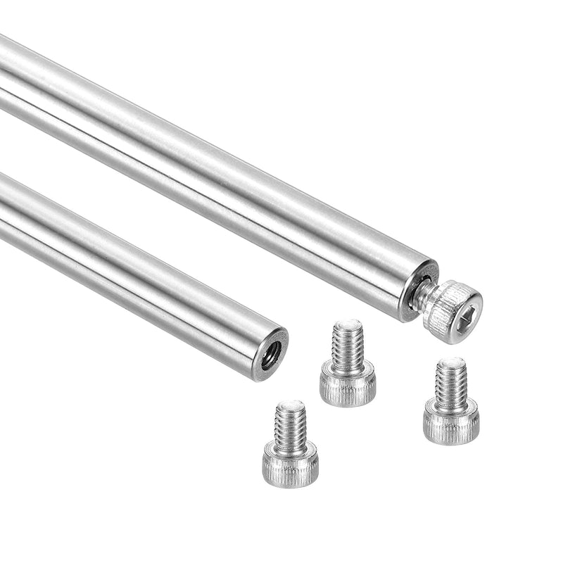 uxcell 2Pcs Linear Motion Rod Shaft Guide, 8 x 600mm/0.31 x 23.62 in Case Hardened Chrome Plated End Hollow Linear Steel Rods with Screws 4mm Inner Hole Dia for 3D Printer, CNC Machine 2