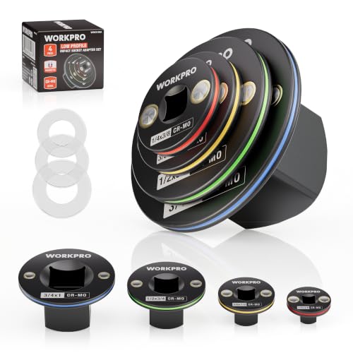 WORKPRO 4-piece low profile impact socket adapter set for drive sockets