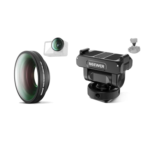 NEEWER FL-B30 OSMO Action 4/5 Pro FOV Boost Lens + AC012 Mount Adapter Compatible with DJI Osmo 360/5 Pro/4/3, Threaded 185° FOV Wide Angle Lens, Action Camera Accessories