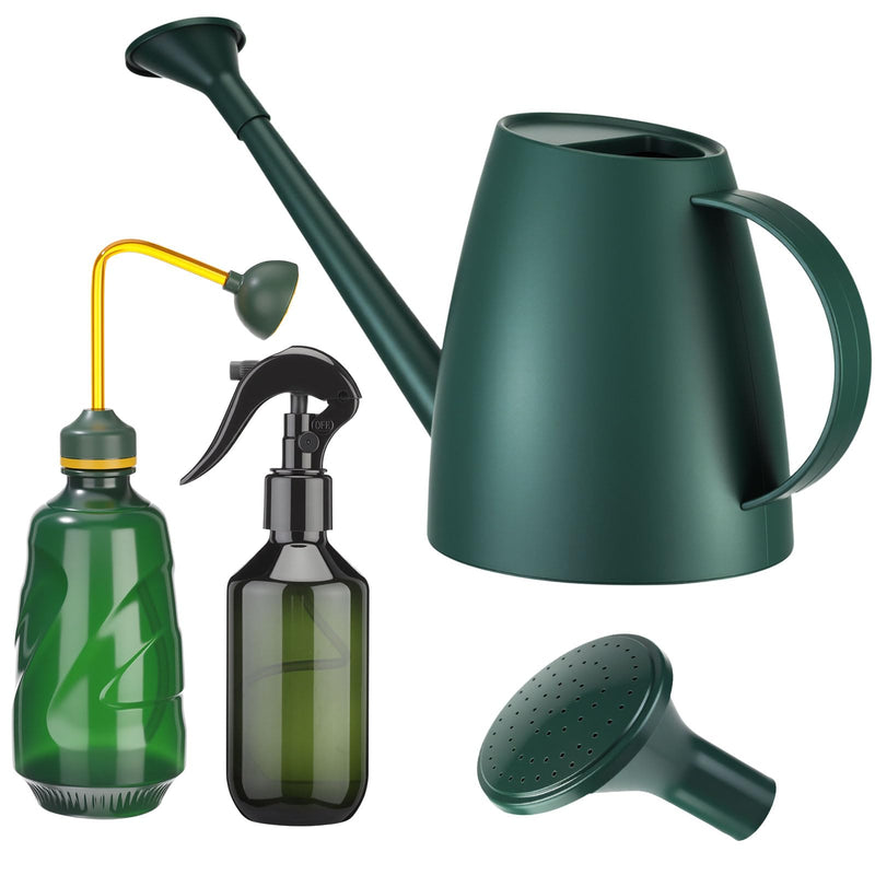 [Australia - AusPower] - Reallnaive 6 Pcs Indoor Watering Can Set 1/2 Gallon Can 6.8 oz Spray Bottle 17 oz Squeeze Bottle Plant Watering Globes Soil Moisture Meter Small Spraying Sets for Indoor Outdoor(Dark Green) Dark Green 