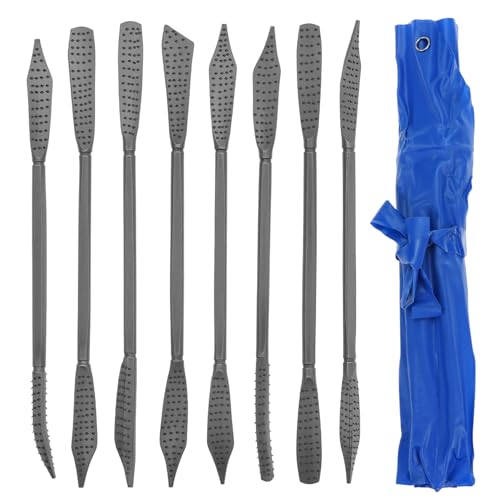 QWORK® 8 Piece Rasp File Set Double Sided Rasp Wood Soapstone Precision Handmade