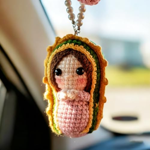 Crochet Virgen De Guadalupe Cute Virgin Mary Crochet Car Accessories Pink Guadalupe Pink