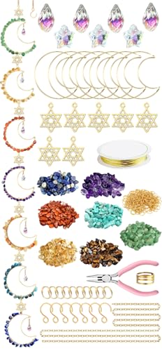 7 Chakra Crystal Suncatcher Kit, DIY Hanging for Window Decor Moon