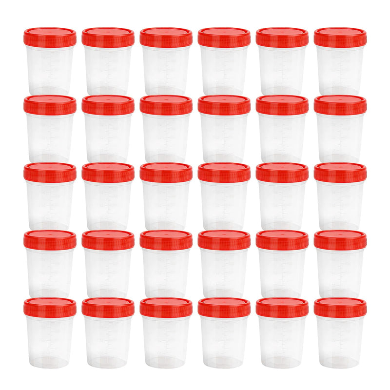 Pack of 30 Sample Cups with Screw Lid, 120 ml Graduated Urine Cup with Lid Urine Sample Cup Sample Container Urine Container for Kitchen Crafts Medicine Urine Samples
