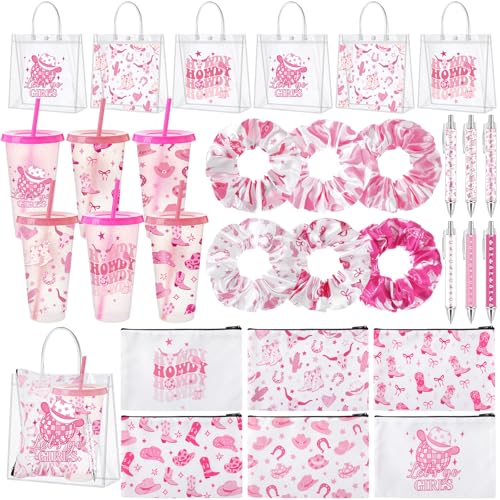 LemonRoad 30 Pcs Western Cowgirl Party Favors for 6 Guests, Pink