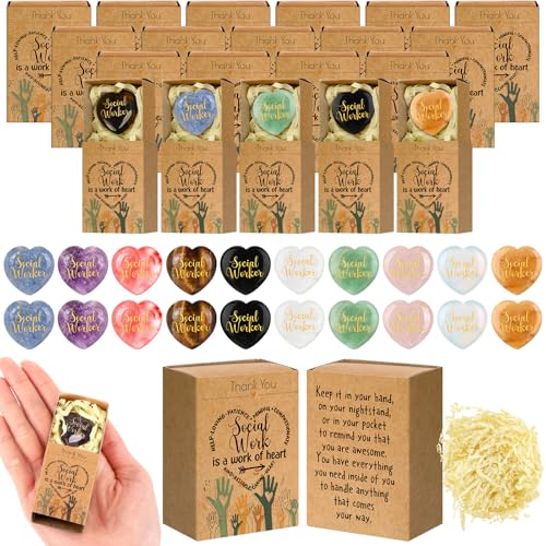 Motipuns 20 Sets Social Worker Appreciation Gifts Heart Pocket Hug Stones