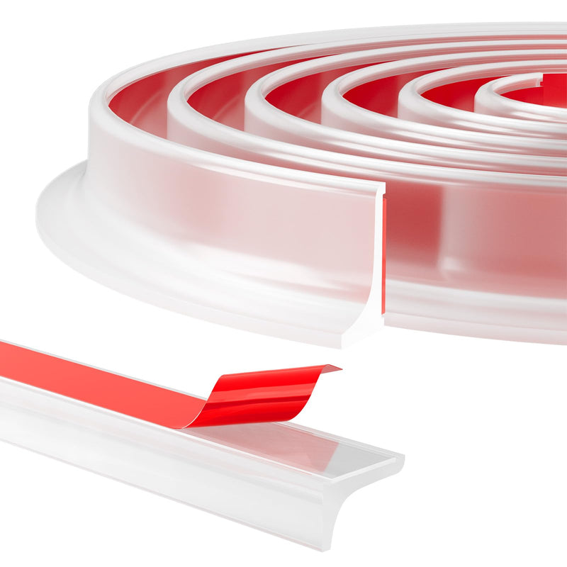 Duzzy 98 Inch Shower Threshold Water Dam Guard, Silicone Rubber Shower Door Bootom Seal Strip for Walk in Shower Clear